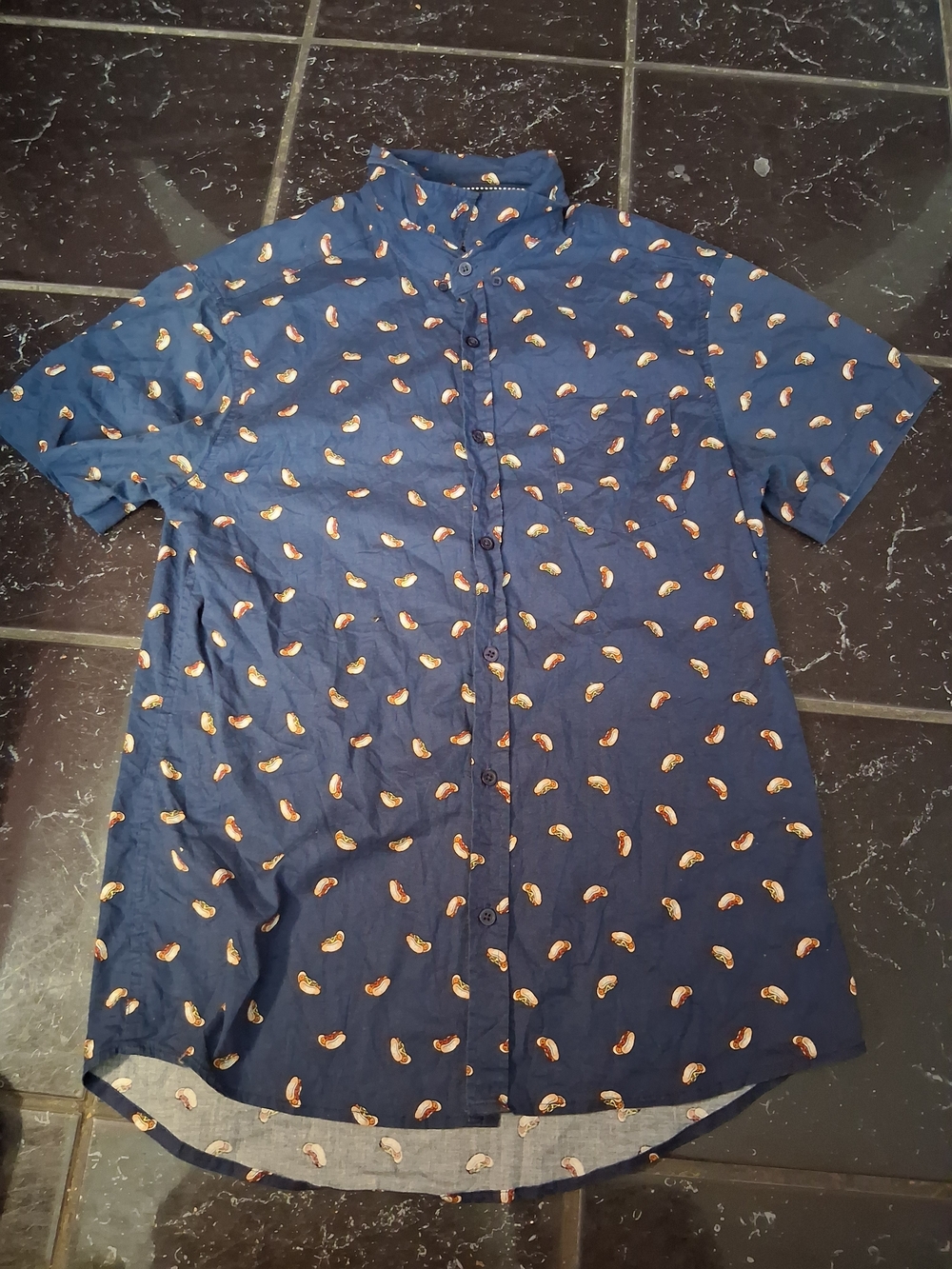 Five Points indvstries Slim Fit Flex Hotdog Print Short Sleeve Button Down Shirt
